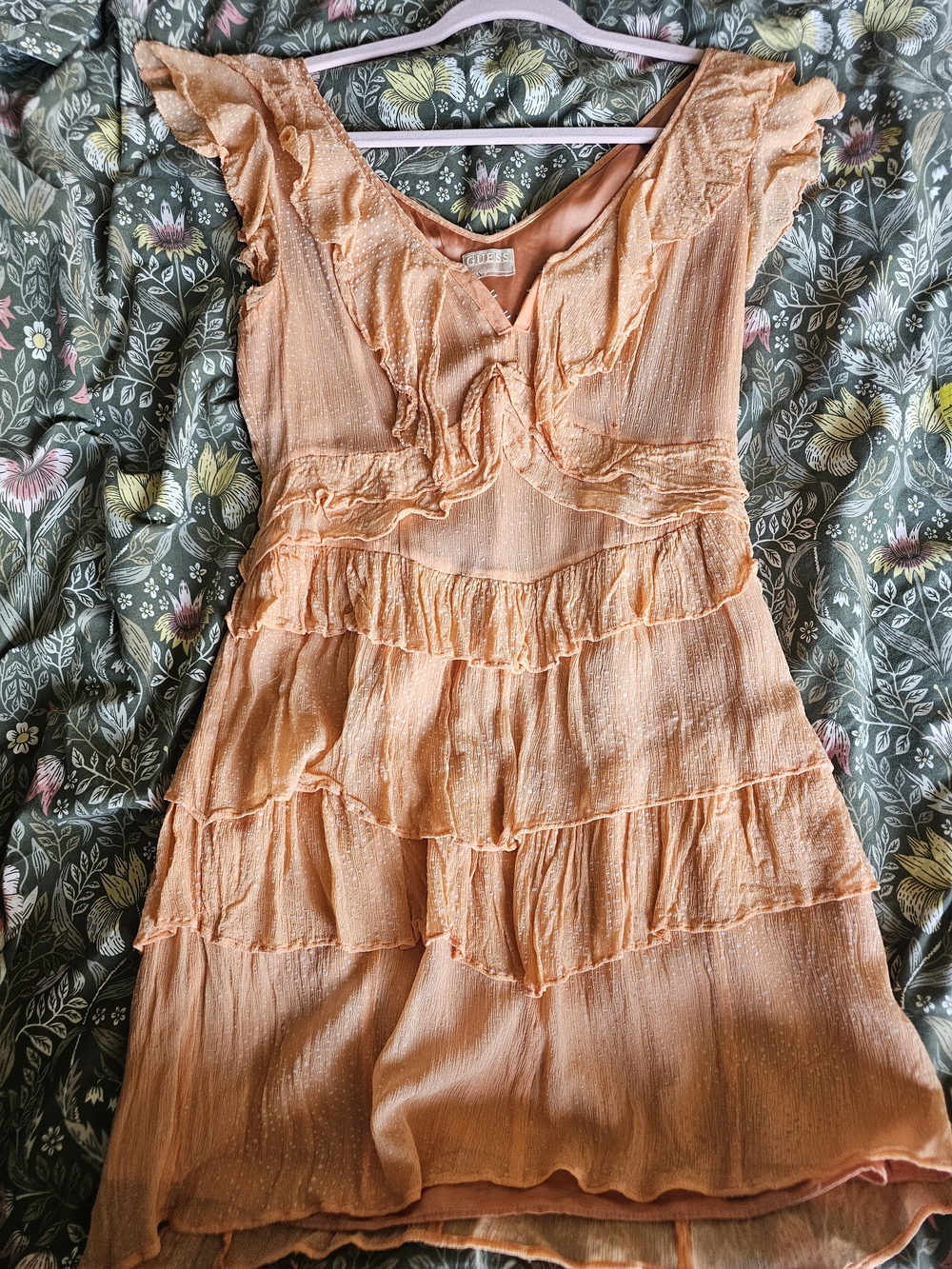 Vintage Guess Peach Ruffle Mini Dress